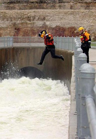 Jumping into the chute